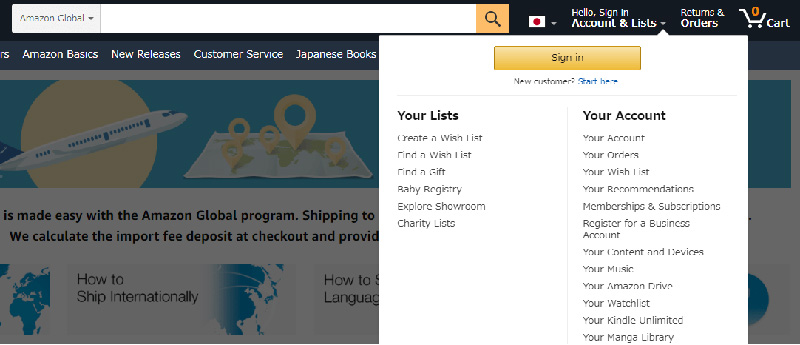 how to make a japanese amazon account