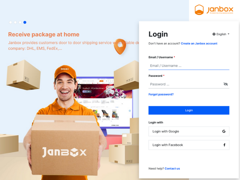 Create a janbox account using your Gmail or Facebook account